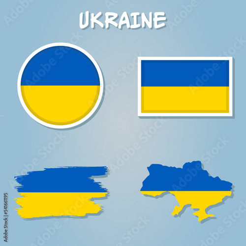 Vector Illustration of the Flag Incorporated Into the Map of Ukraine.