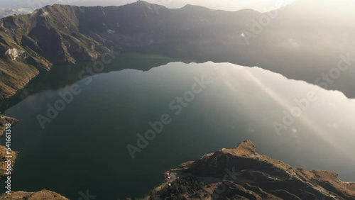Quilotoa Crater in Equador, South America. Aerial view.