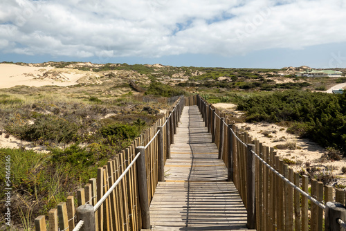 Guincho wooden pathway through the sand dunes