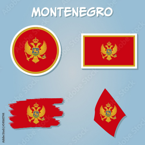 Montenegro vector map silhouette illustration isolated on blue background.