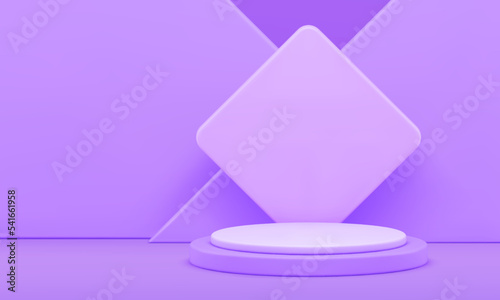 Purple geometric podium cylinder pedestal triangle wall studio background 3d design realistic vector