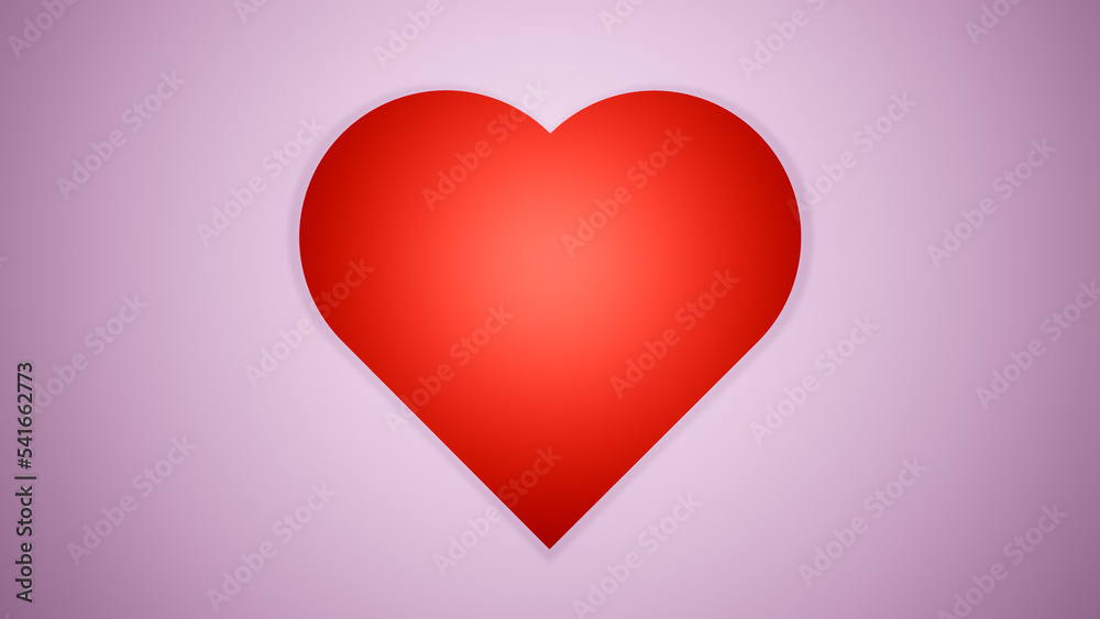 Red heart on purple background with copy space for text