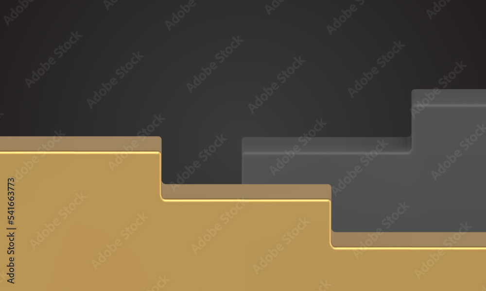 Staircase foundation platform black golden steps best place contest studio 3d design vector Staircase foundation platform black golden steps best place contest studio 3d design vector