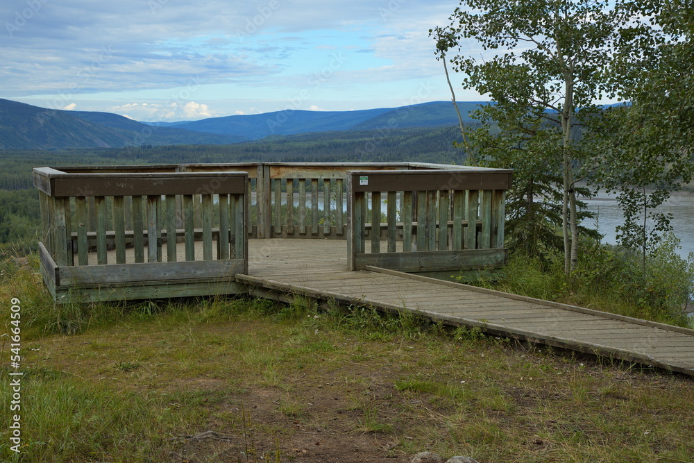 Viewing platform on Crocus Bluff Trail in Dawson,Yukon,Canada,North America

