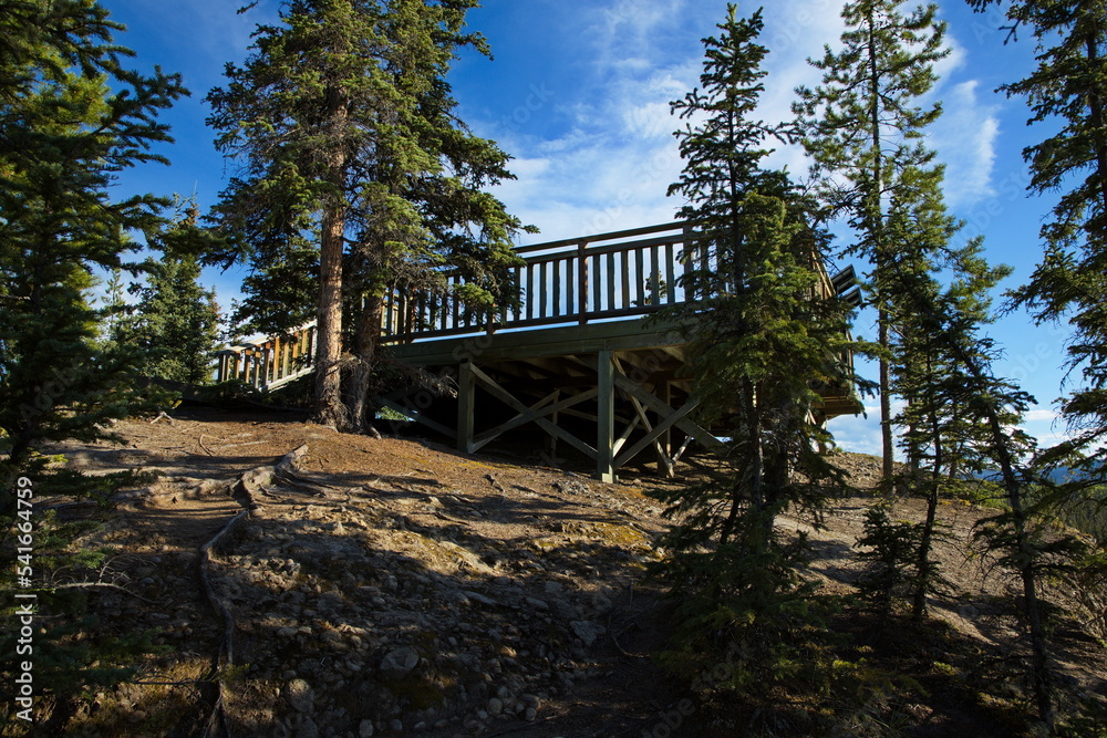 Fototapeta premium Viewing platform at Five Finger Rapids on Yukon-Kuskokwim Delta,Yukon,Canada,North America 