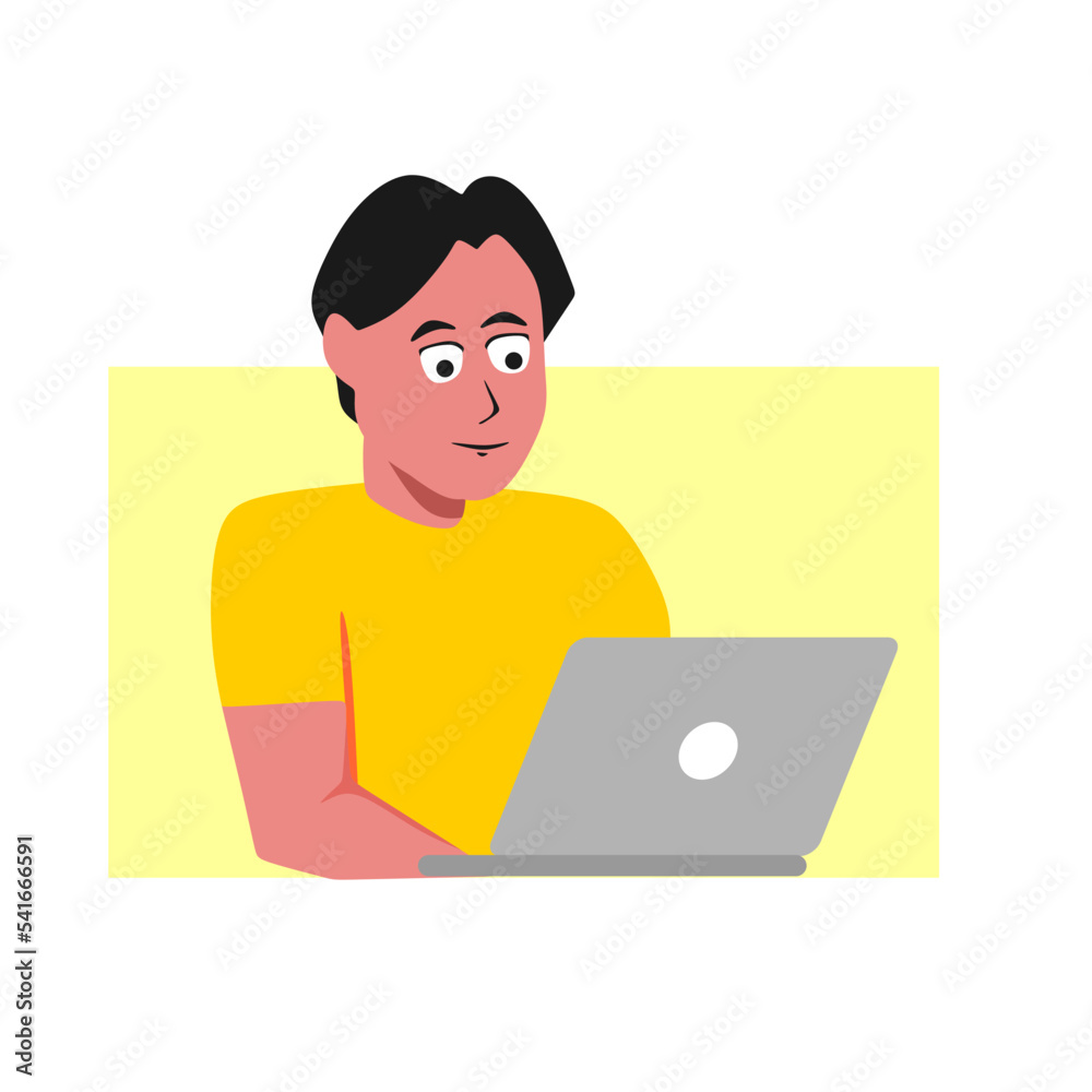 man with laptop flat illustration