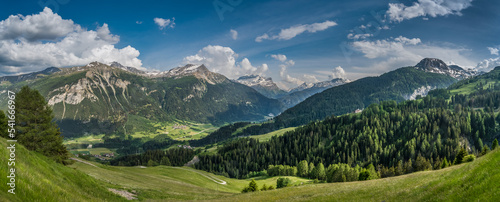 Meadows and mountains of the Valley of Schams  Grisons  Switzerland