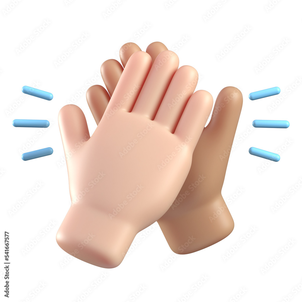 Obraz premium Cartoon 3d hands giving high five, diversity, inclusion, 3d rendering