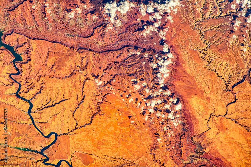 The beauty of the land in the United States of America. Digital enhancement. Elements by NASA