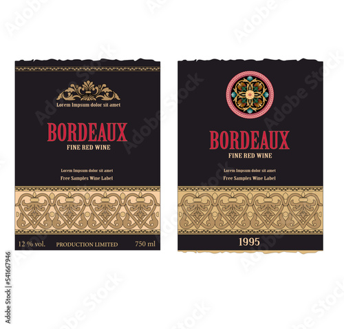 WINE LABEL COLLECTION DECORATIVE STICKER BORDEAUX WINE STYLE CLASSIC FRENCH