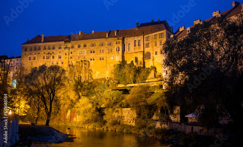 evening view to Cesky Krumlov castle - Czech republic