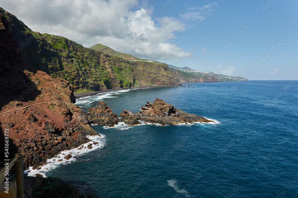 The cliffs of Playa de Nogales on the island of La Palma. Canary Islands. Spain