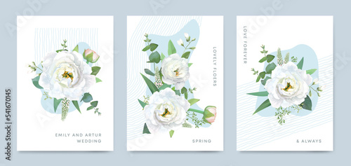Vector floral card template. Decorative watercolor bouquet illustration. Whit...