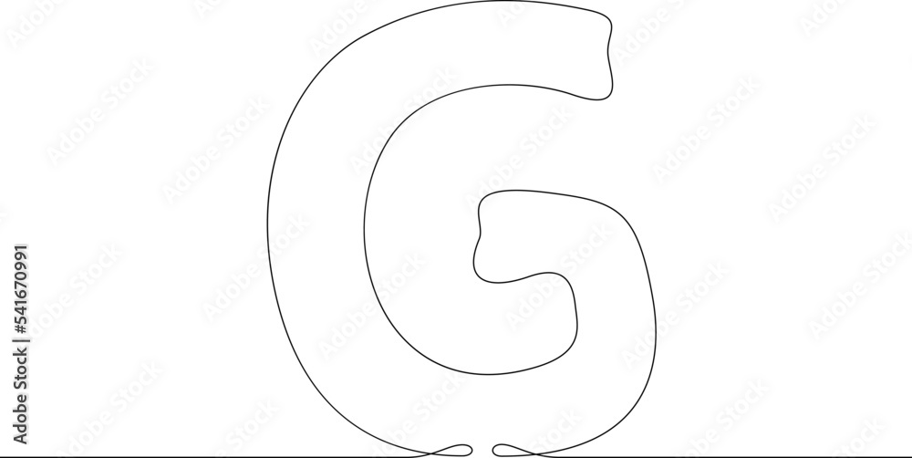 One continuous line. Letter of the alphabet. Latin alphabet. Capital letter. Letter G .One continuous line on a white background.
