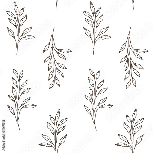 Branch of Laurel. Trendy pattern with twig. Vector illustration.