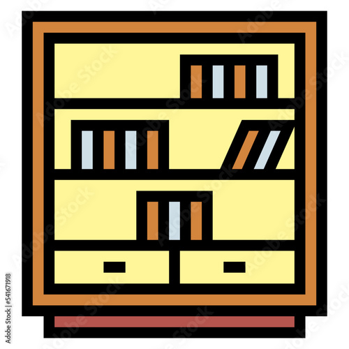 bookcase filled outline icon style