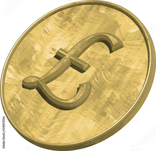 ￡ポンドマークの金貨イラスト　ベクター