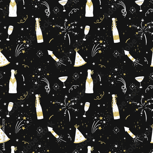 Fun hand drawn doodle new years elements, great for textiles, wrapping, banner, wallpapers - vector design