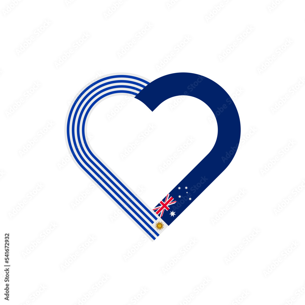 unity concept. heart ribbon icon of uruguayan and aussie flags. vector illustration isolated on white background unity concept. heart ribbon icon of uruguayan and aussie flags. vector illustration isolated on white background