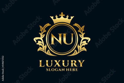 Initial NU Letter Royal Luxury Logo template in vector art for luxurious branding projects and other vector illustration.