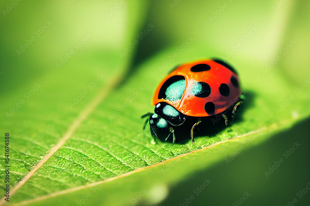 Closeup of a Ladybird on a green leaf Closeup of a Ladybird on a green leaf