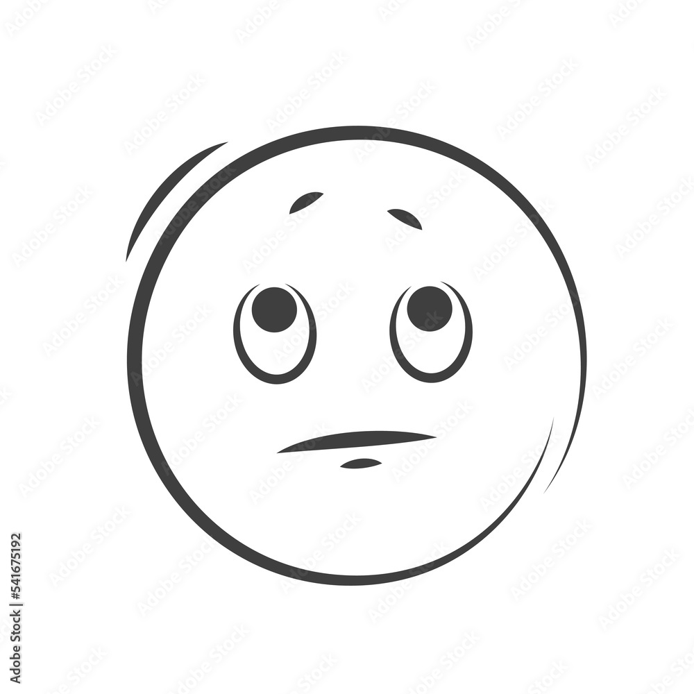 Upset sad emoticon smiley. Frustrated emoji isolated on white background. Vector illustration. Upset sad emoticon smiley. Frustrated emoji isolated on white background. Vector illustration.