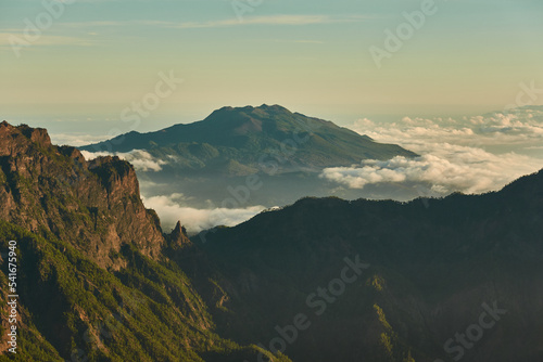 Panoramic views from the Roque de los Muchachos of the Caldera de Taburiente National Park, the Cumbre Vieja Natural Park, Tenerife, La Gomera and El Hierro on the island of La Palma. Canary Islands.  © JaviJfotografo