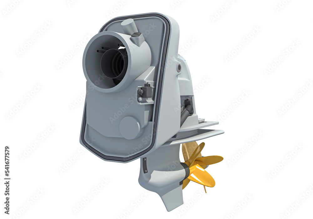 Boat Engine 3D rendering on white background