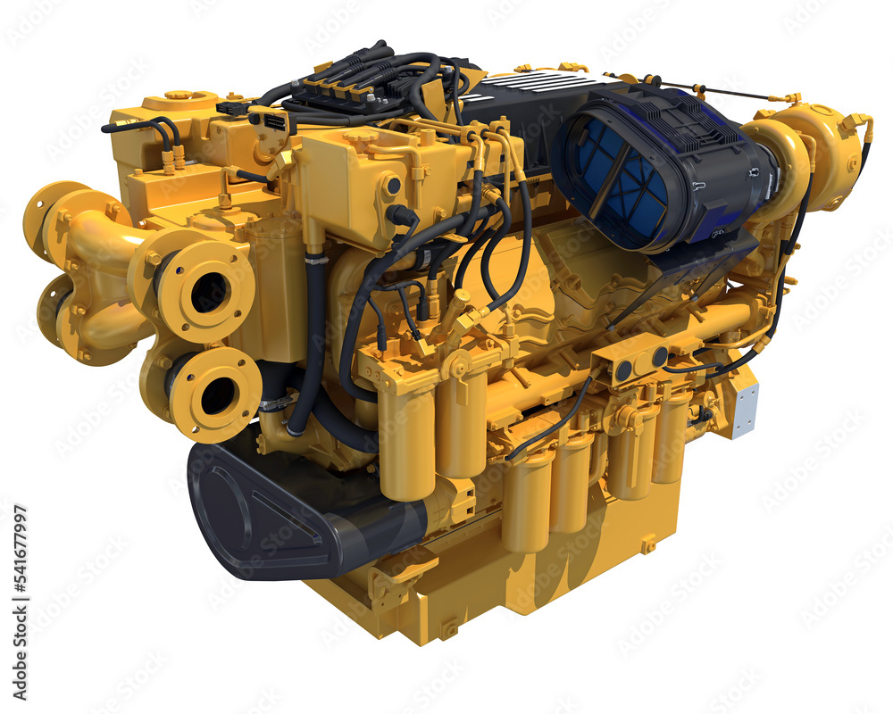 Marine Propulsion Engine for Ships, Yachts and Boats 3D rendering