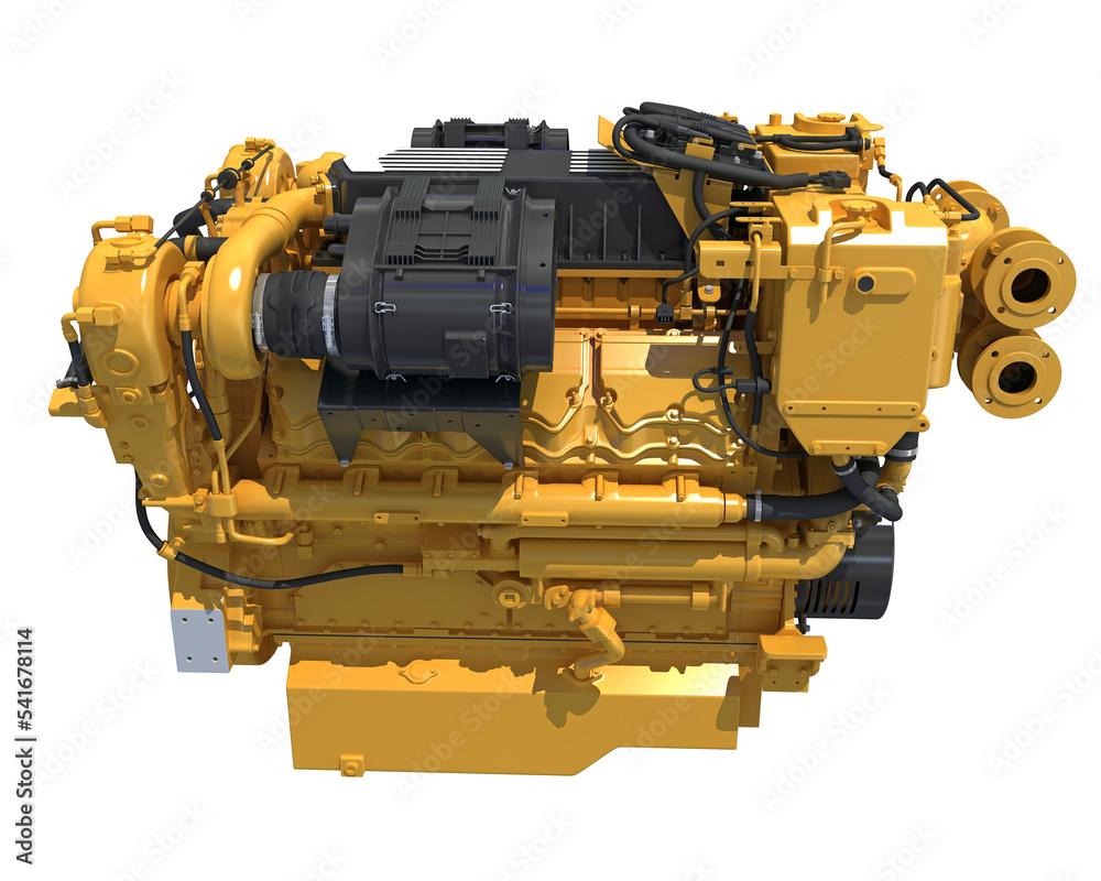 Marine Propulsion Engine for Ships, Yachts and Boats 3D rendering Stock ...