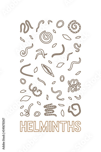 Helminths Parasitic Worms vector concept vertical line illustration