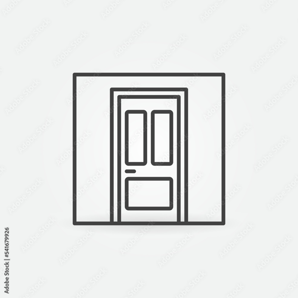 Closed Panel Door vector concept line icon or sign Closed Panel Door vector concept line icon or sign