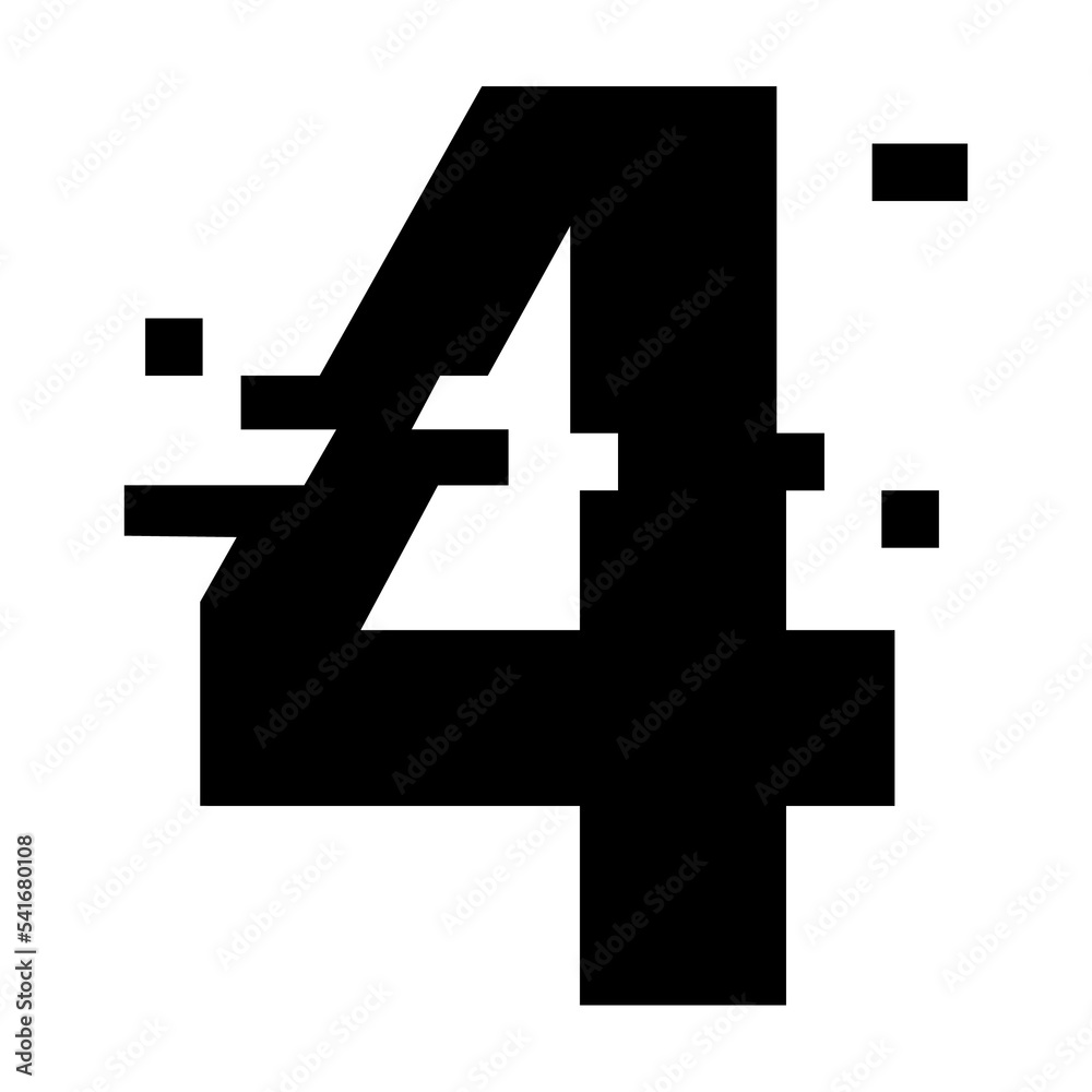 Obraz premium Number 4, Digital glitched numbers with distortion effect