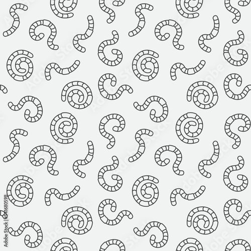 Vector seamless pattern with worms line signs. Rain-worm linear background