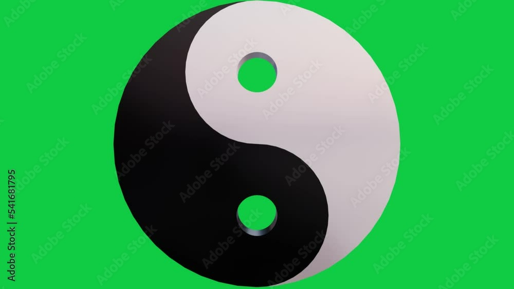 Animated 3D Yin Yang symbol on green chroma background. Animated 3D Yin Yang symbol on green chroma background.