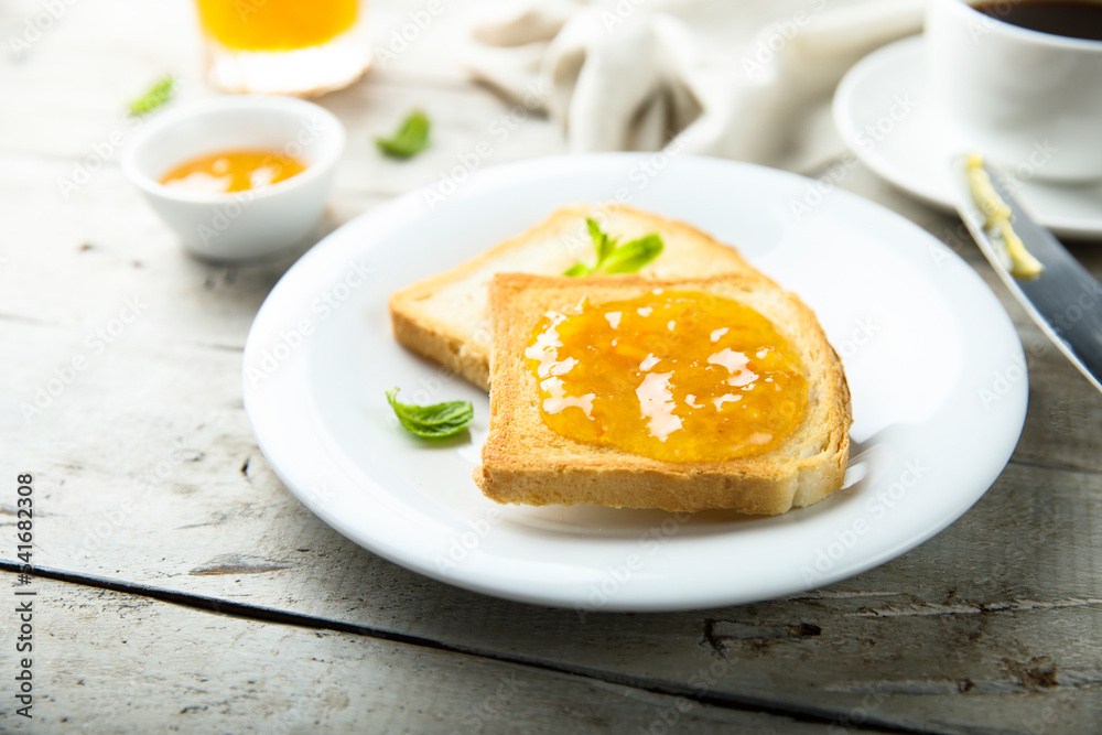 Toast with homemade orange jam