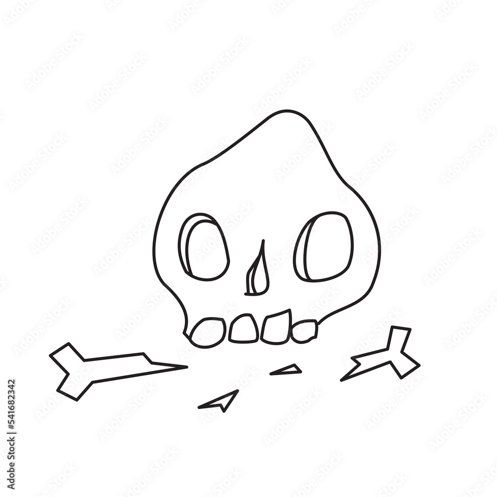 halloween skull and bones outline, sticker skull outline doodle, comic illustration, halloween decor, vector graphic halloween skull and bones outline, sticker skull outline doodle, comic illustration, halloween decor, vector graphic