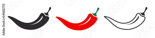 Fotobehang Spicy chili hot pepper icons