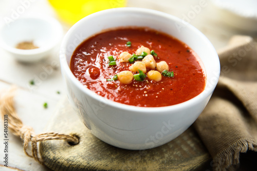 Homemade tomato soup with chickpea