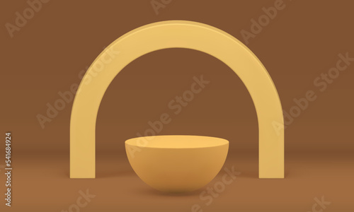 3d stage inverted semisphere podium arch advertising showcase studio background realistic vector