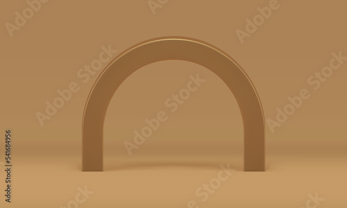 Showcase bronze arch metallic architecture decor element 3d studio background realistic vector