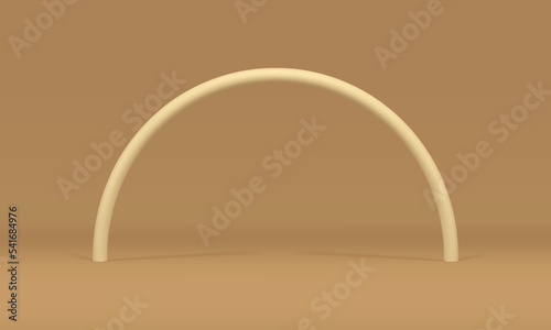 Curved archway beige rod 3d decor element for product presentation stage showcase realistic vector