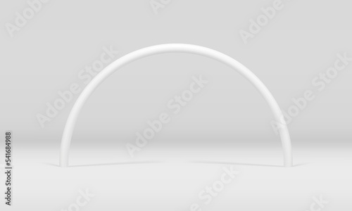 White arch foundation 3d curved column product presentation showcase metallic decor realistic vector
