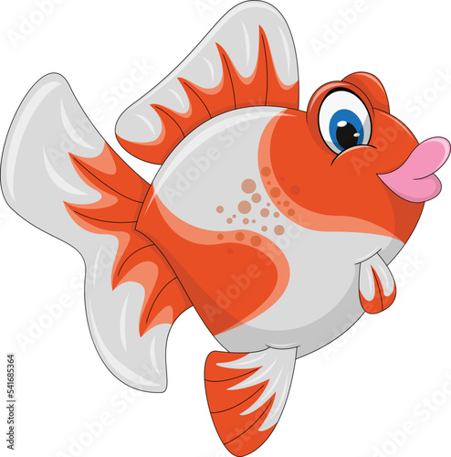 Gold fish orange color with pink color cartoon vector illustration