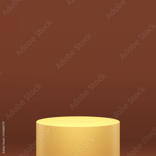 3d podium golden cylinder award arena win competition stage studio background realistic vector