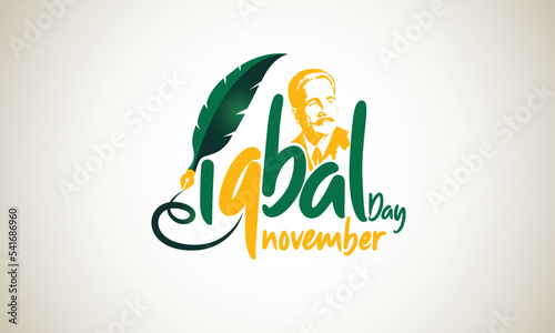 Iqbal Day Logo with 9 Typography and Sketch