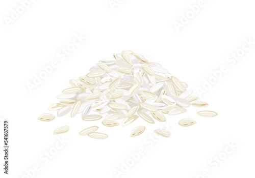 Rice grain heap isolated on white background. Vector illustration of seeds in cartoon style.