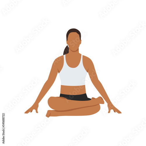 Woman doing Firelog Pose, Fire Statue Pose, Double Pigeon Pose, Square, Ankle to Knee Pose. Practice Agnistambhasana