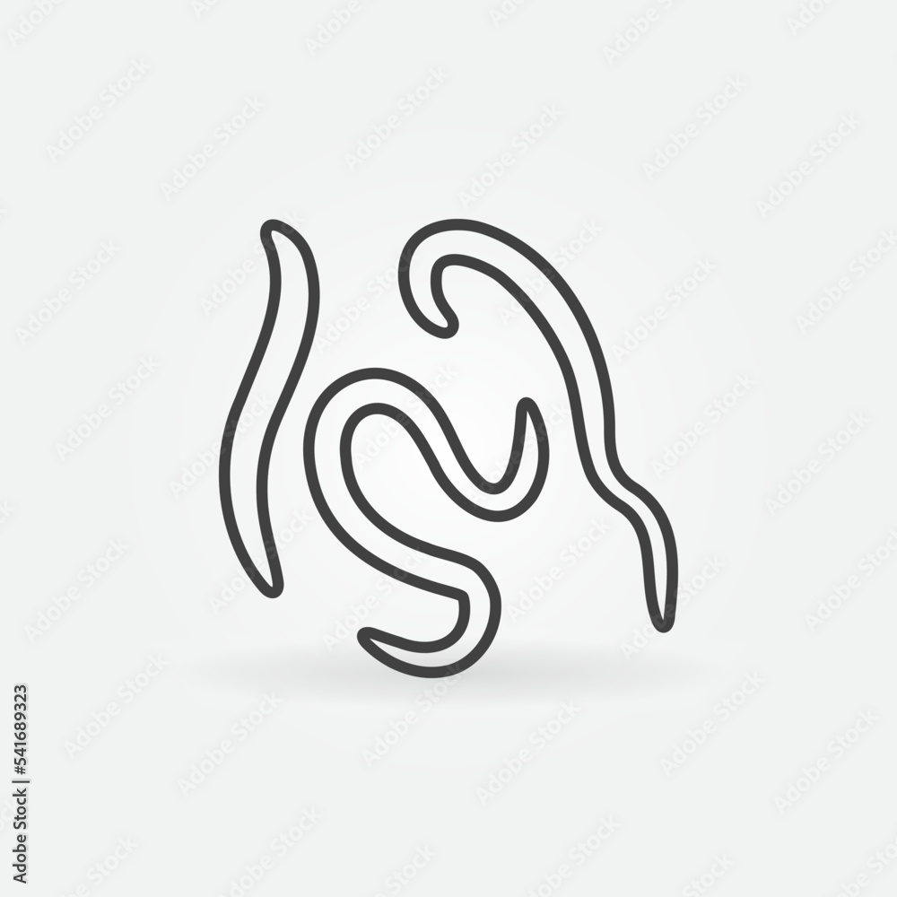 Nematodes vector thin line concept icon or sign Nematodes vector thin line concept icon or sign