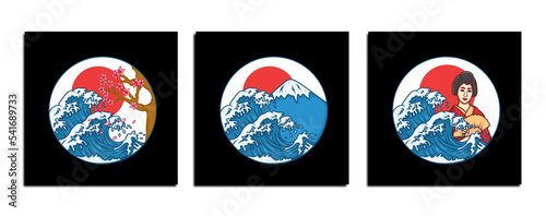 japanese culture style background set bundle